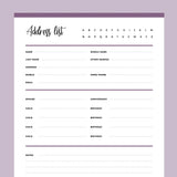 Printable Detailed Address Book Template | Instant download PDF | A4 ...