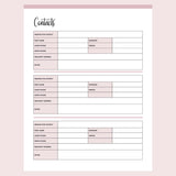 Printable Detailed Contact List