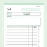 Printable Detailed Goal Tracking Sheet - Green