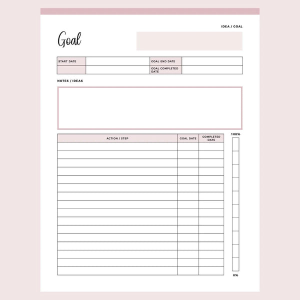 Printable Detailed Goal Tracking Sheet - Page