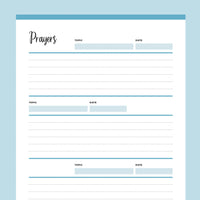 Printable Detailed Prayer Journal - Blue