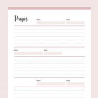 Printable Detailed Prayer Journal - Pink