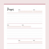 Printable Detailed Prayer Journal - Pink