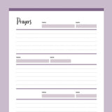 Printable Detailed Prayer Journal - Purple