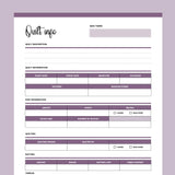 Printable Detailed Quilt Summary - Purple