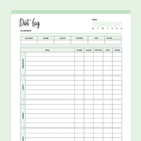 Printable Diet Logbook - Green