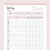 Printable Diet Logbook - Pink