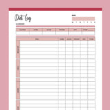 Printable Diet Logbook - Red