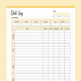 Printable Diet Logbook - Yellow