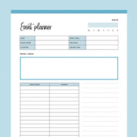 Printable Direct Sales Event Planner - Blue