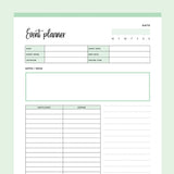 Printable Direct Sales Event Planner - Green
