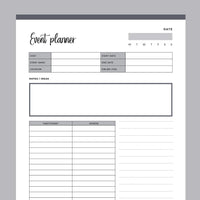 Printable Direct Sales Event Planner - Grey