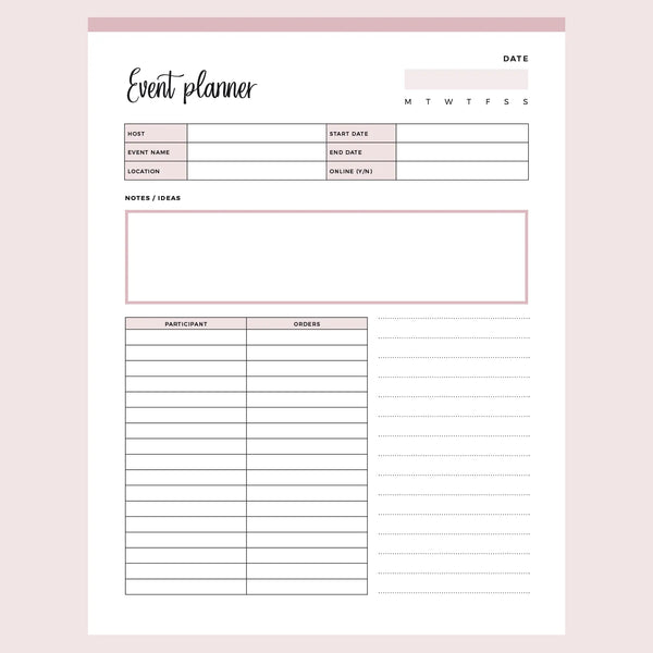 Printable Direct Sales Event Planner
