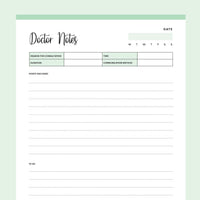 Printable Doctors Notes - Green