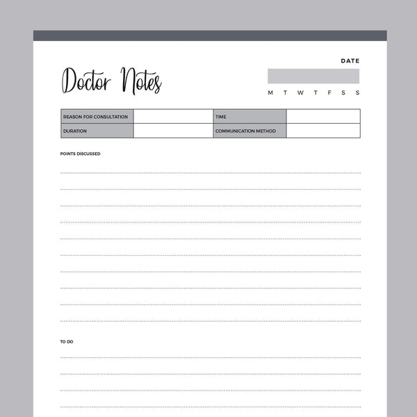 Printable Doctor Notes – Plan Print Land