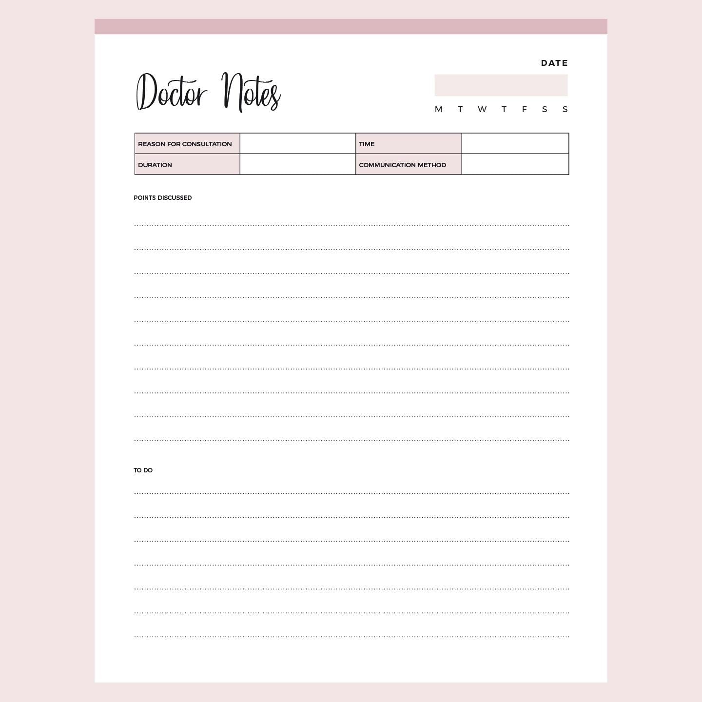 Book Fit Note Printable Fit Note