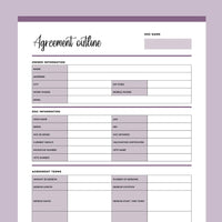 Printable Dog Trainer Agreement Outline - Purple