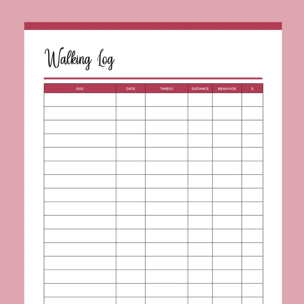 Printable Dog Walker Log | Instant Download PDF | A4 and US Letter – Plan Print Land printable-dog-walker-log-instant-download-pdf-a4-and-us-letter-plan-print-land