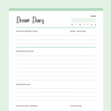 Printable Dream Journal - Green
