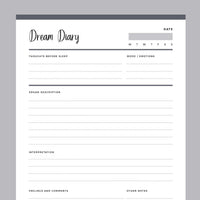Printable Dream Journal - Grey