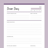 Printable Dream Journal - Purple