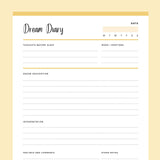 Printable Dream Journal - Yellow