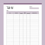 Printable Employee Task List - Purple