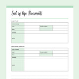 Printable End of Life Planner - Green