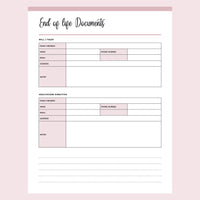 Printable End of Life Planner - Page 1