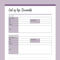 Printable End of Life Planner - Purple
