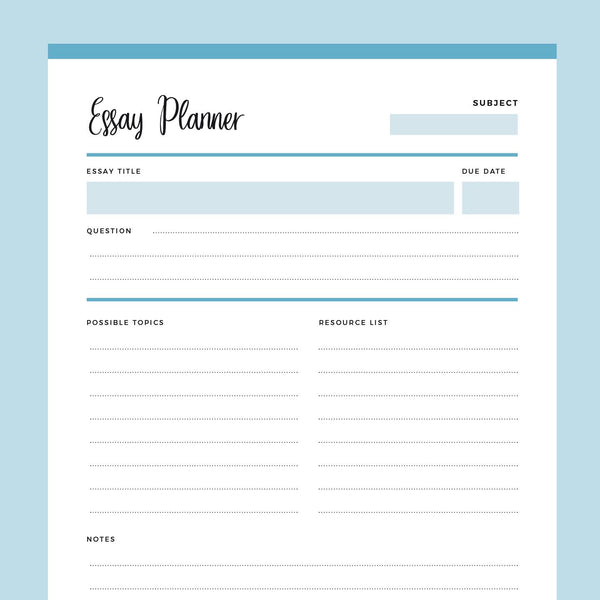 Printable Essay Planner | Instant Download PDF | A4 & US Letter – Plan ...