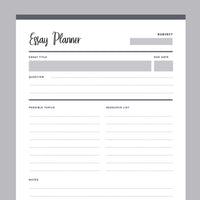 Printable Essay Planner - Grey