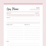 Printable Essay Planner - Pink