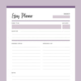 Printable Essay Planner - Purple