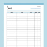 Printable Exam And Assignment Calendar - Blue