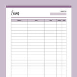 Printable Exam And Assignment Calendar - Purple