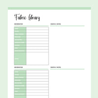 Fabric Library Example Printable Fabric Library | Instant download PDF | A4 & US Letter – Plan ...