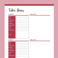 Fabric Library Example Printable Fabric Library | Instant download PDF | A4 & US Letter – Plan ...