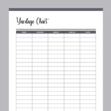 Printable Fabric Yardage Chart - Grey