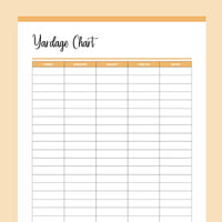 Printable Fabric Yardage Chart - Orange