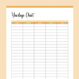 Printable Fabric Yardage Chart - Orange