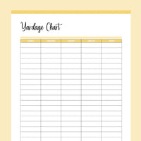 Printable Fabric Yardage Chart - Yellow