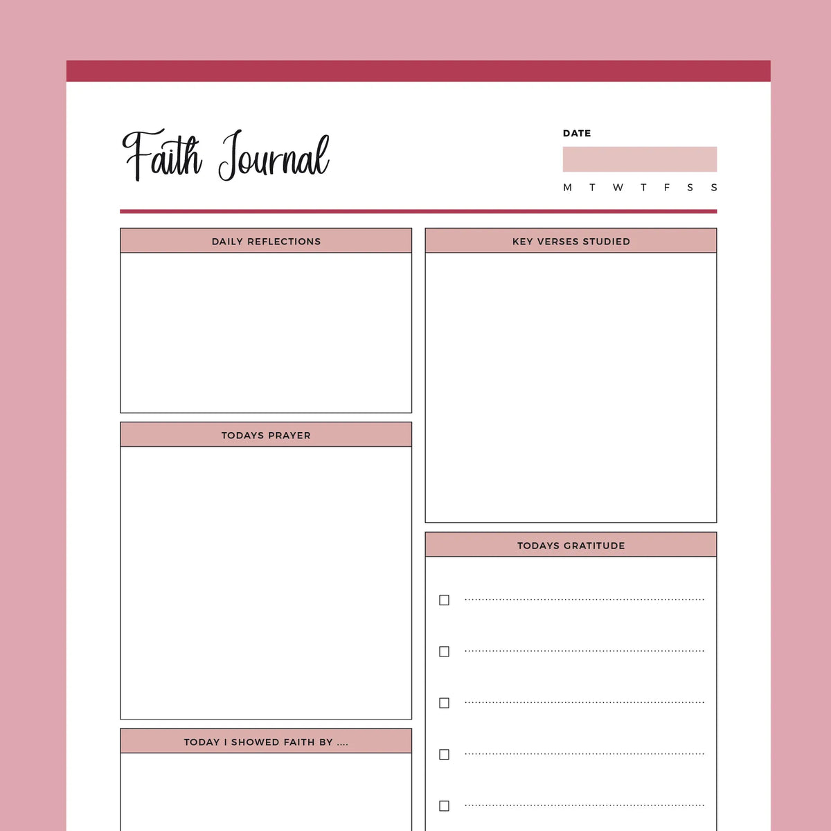 Printable Faith Journal | Instant Download PDF | A4 &amp; US Letter – Plan ...