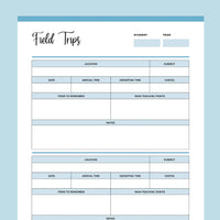 Printable Field Trip Planner For Homeschool  - Blue