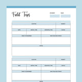 Printable Field Trip Planner For Homeschool  - Blue
