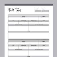 Printable Field Trip Planner For Homeschool  - Grey
