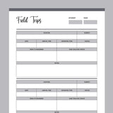 Printable Field Trip Planner For Homeschool  - Grey