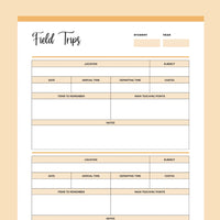 Printable Field Trip Planner For Homeschool  - Orange