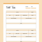Printable Field Trip Planner For Homeschool  - Orange
