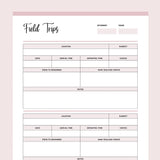 Printable Field Trip Planner For Homeschool  - Pink